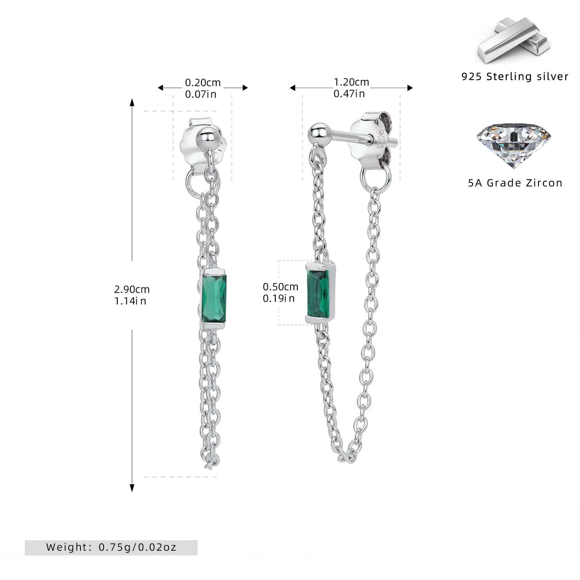 Damen Ohrringe mit luxuriösen Zirkonanhängern aus 925 Sterling Silber Shop Nory