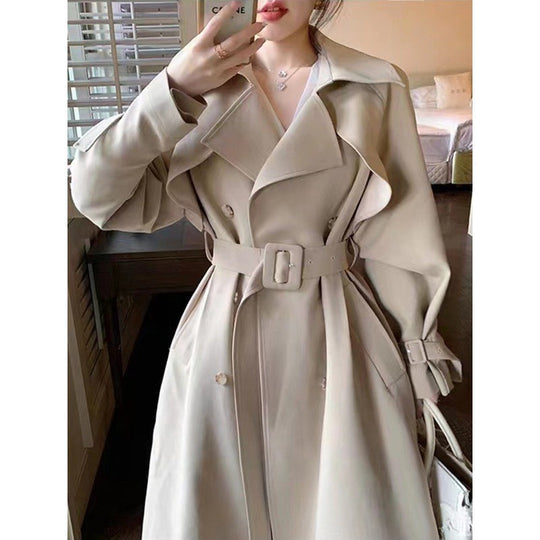 Damen Taillierter A-Linien Trench-Mantel mit breitem Bindegürtel Shop Nory
