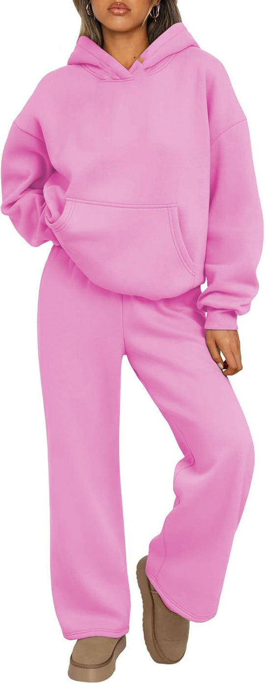 Damen nan Cozy-Loungewear-Set mit oversized Kapuzenpullover, Kängurutasche und weiten Palazzo-Jogginghose Shop Nory