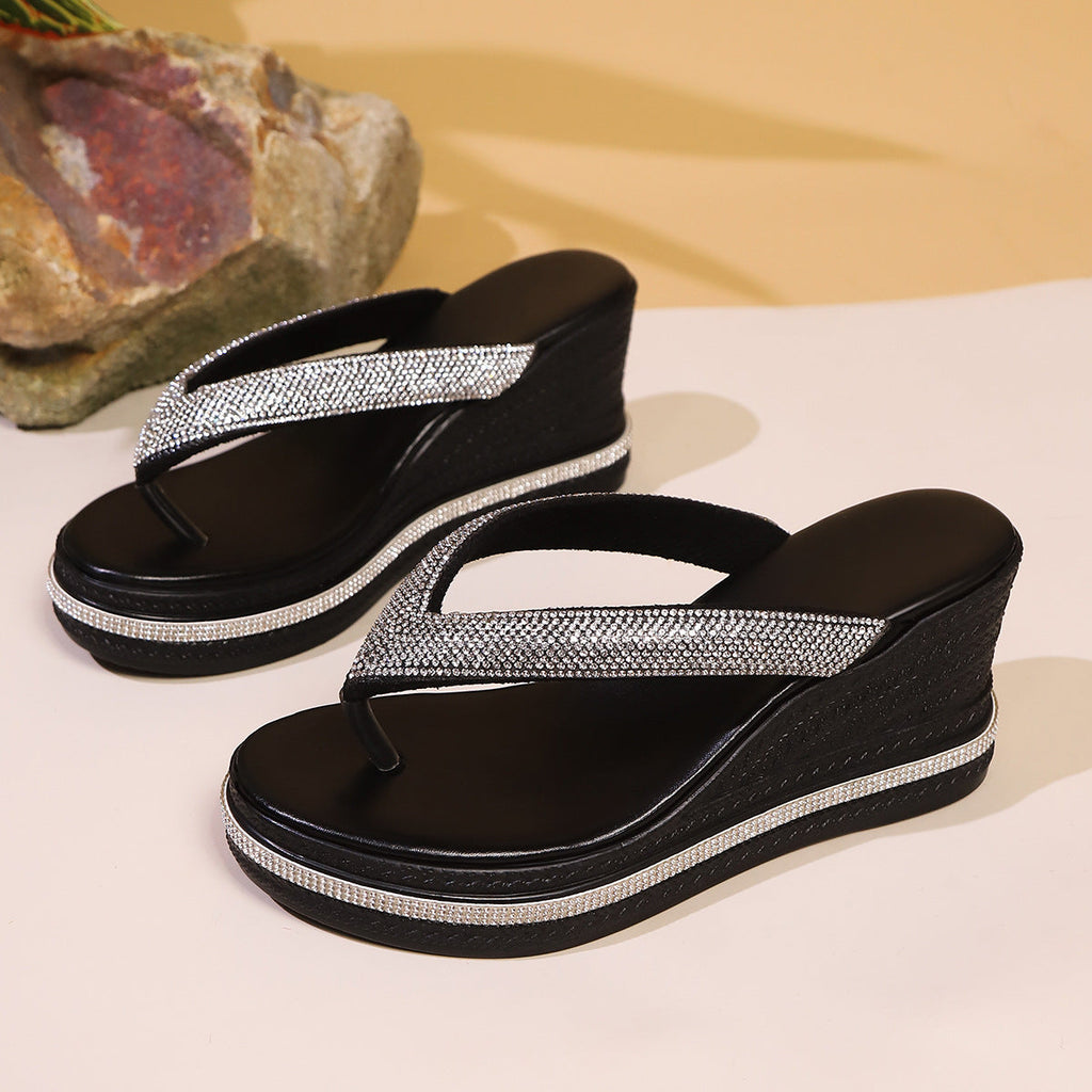 Damen Glamouröse Zehentrenner-Sandalen mit funkelndem Absatz Shopnory