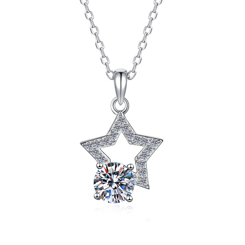 Damen Halskette mit funkelndem Sternanhänger und elegantem Kristallbesatz Shop Nory