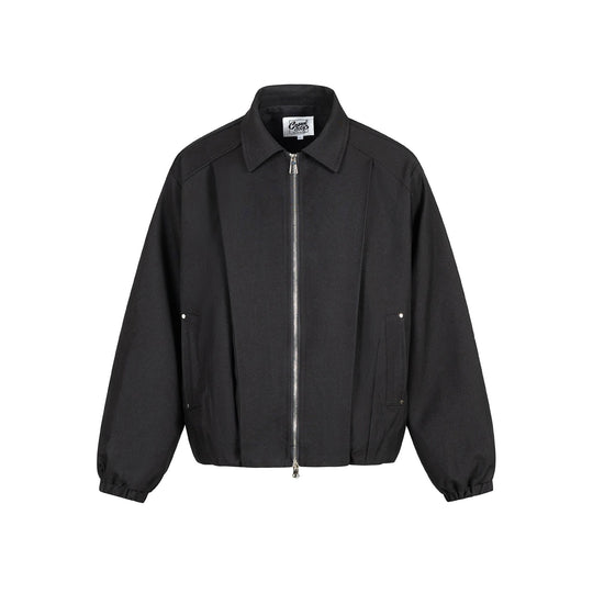 Unisex Boxy-Kurzblouson mit Hemdkragen, Zweiwege‑Metallreißverschluss und elastischem Saum Shop Nory