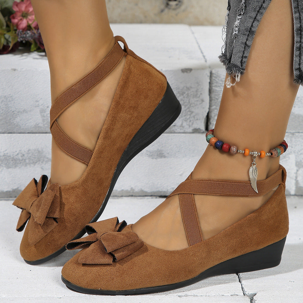 Damen Ballerina-Schuhe mit verstellbaren Riemen und elegantem Schleifendetail
