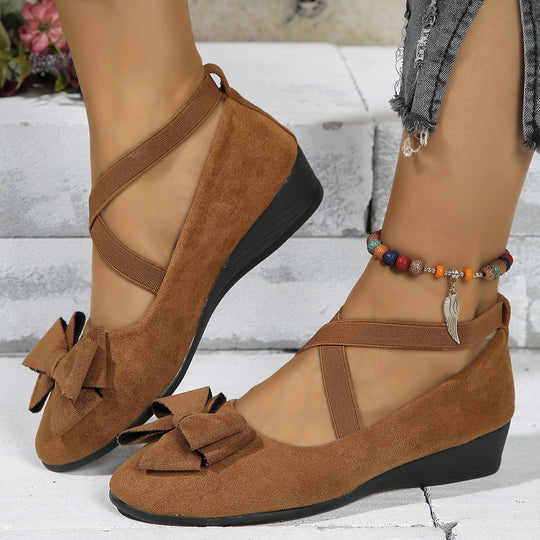 Damen Ballerina-Schuhe mit verstellbaren Riemen und elegantem Schleifendetail