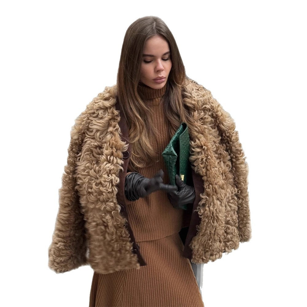 Damen Kurzjacke aus lockigem Teddy-Kunstfell mit Oversize-Schnitt Shop Nory