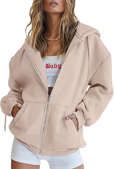 Damen nan übergroße Kapuzenjacke mit durchgehendem Reißverschluss und Kängurutaschen Shop Nory