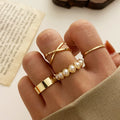 Damen Ring-Set mit eleganten Perlen- und minimalistischen Designs Shop Nory