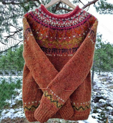 Damen nan Norwegerpullover aus Wollmix mit Rundhalsausschnitt und traditionellem Fair-Isle-Yoke Shop Nory
