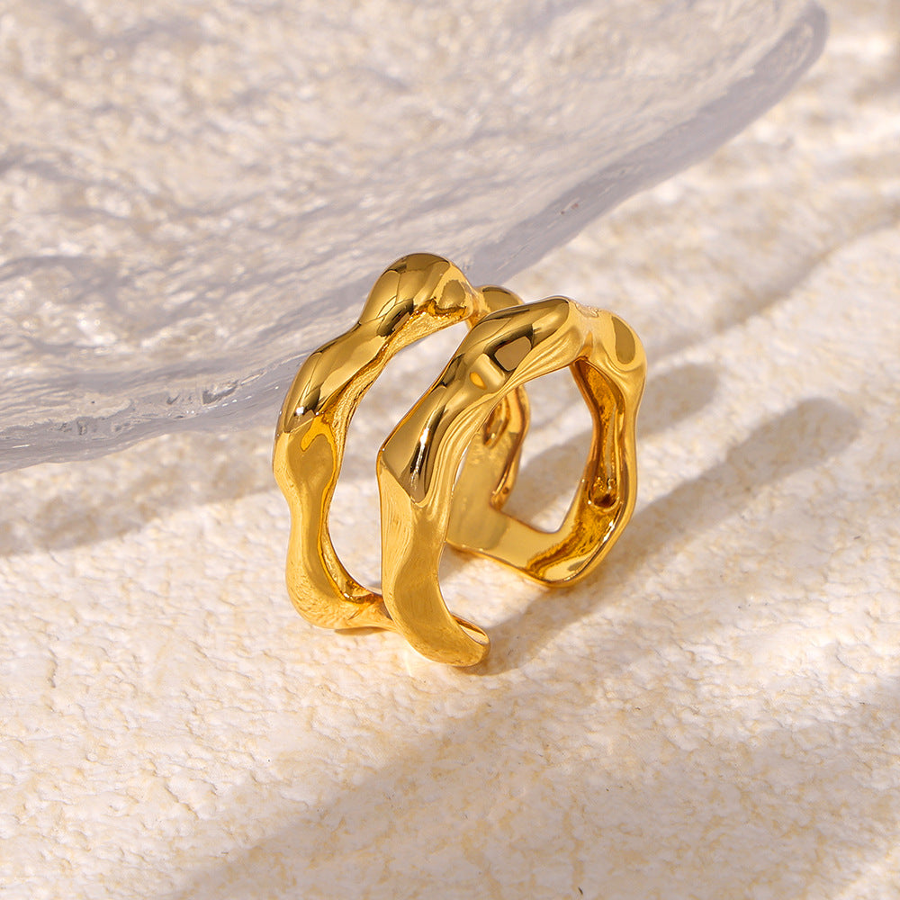 Damen Offener Ring mit modernem, geschwungenem Design aus hochwertigem Kupfer Shop Nory