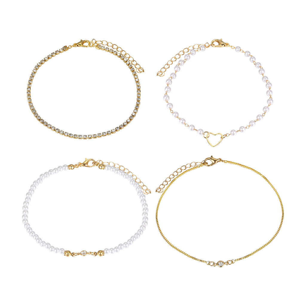 Damen Armband-Set mit eleganten Perlen- und Kristallakzenten Shop Nory