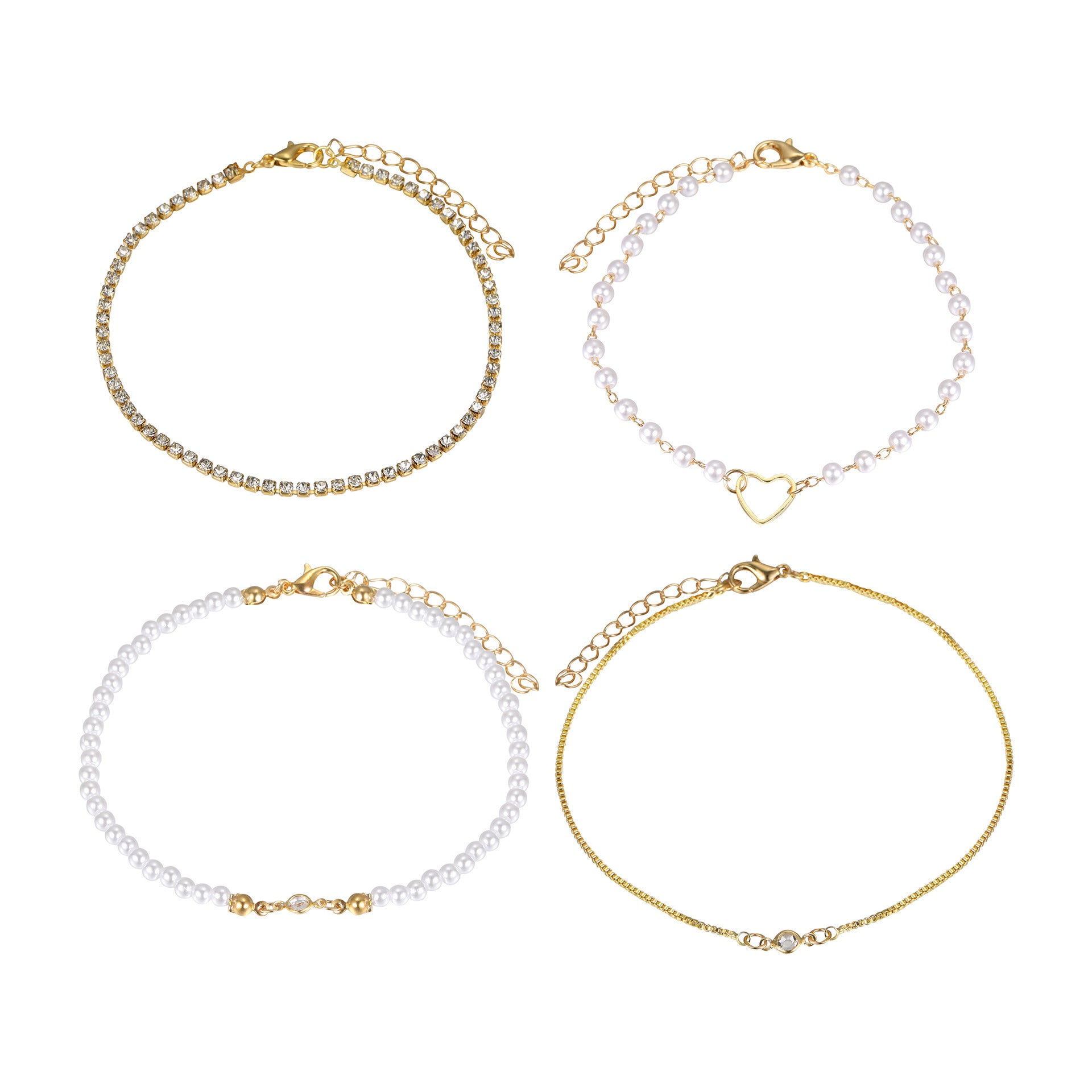 Damen Armband-Set mit eleganten Perlen- und Kristallakzenten Shop Nory