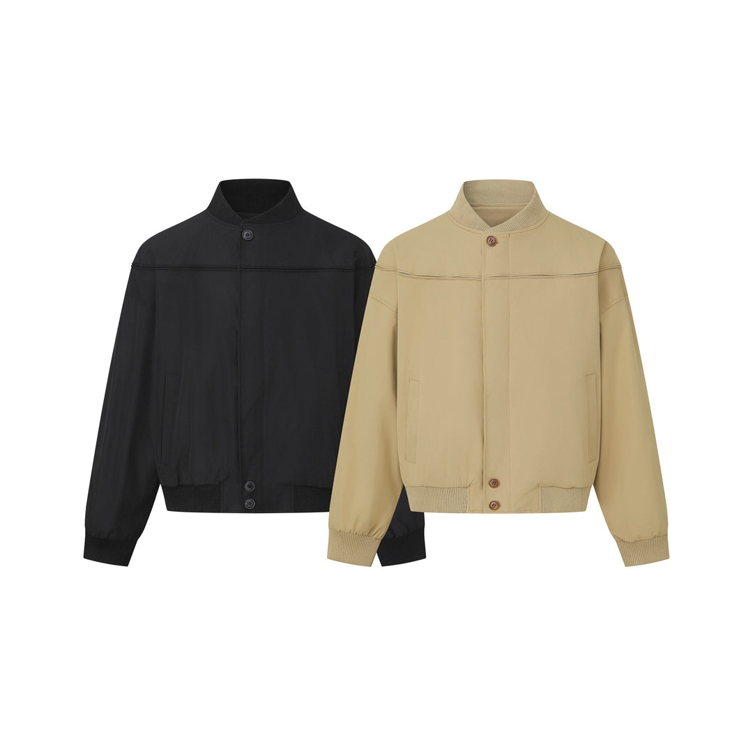 Unisex Kurz geschnittener Boxy‑Blouson mit hohem Rippkragen, verdeckter Knopfleiste und Elastikbund Shop Nory