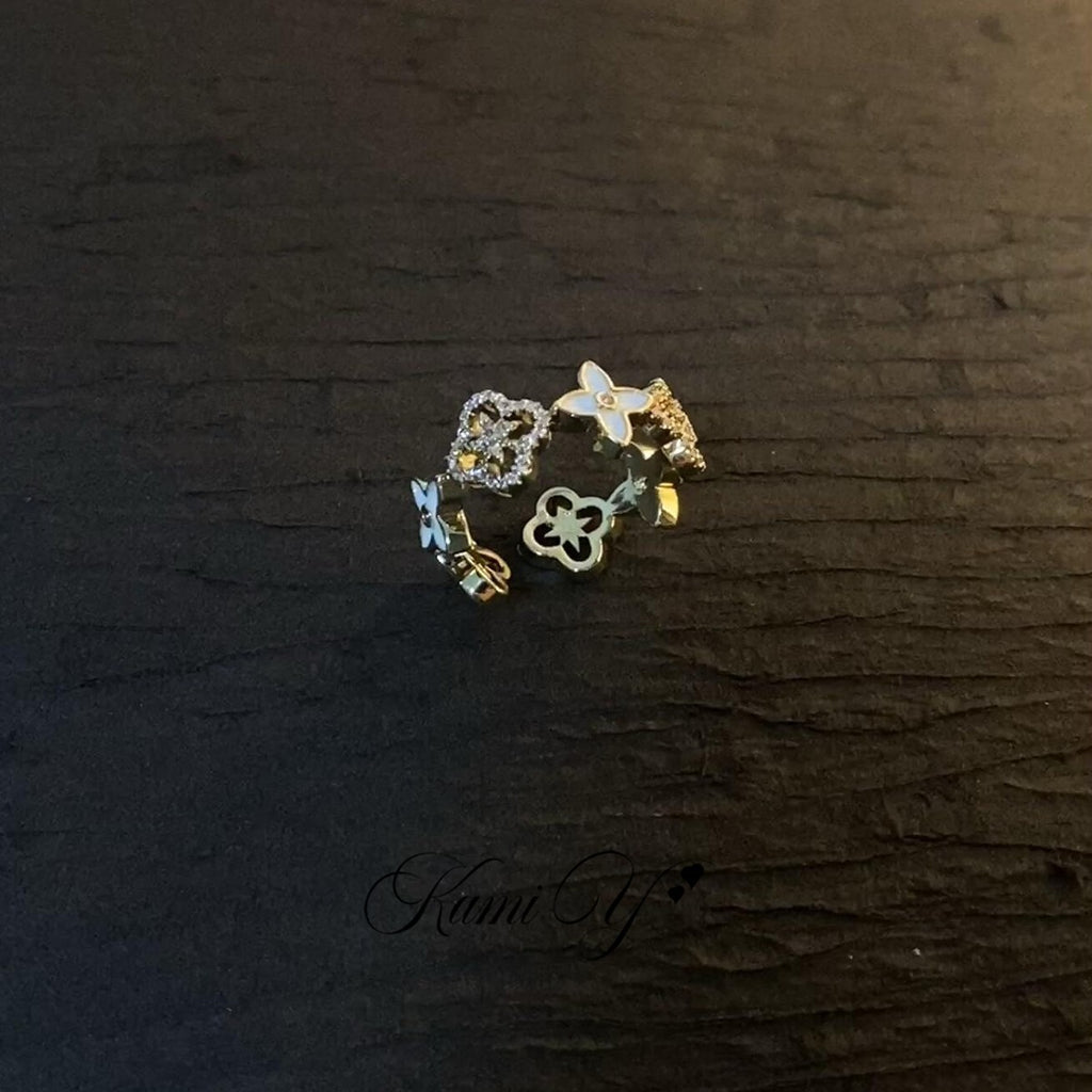 Damenring mit buntem Blumenmotiv und funkelnden Details Shop Nory