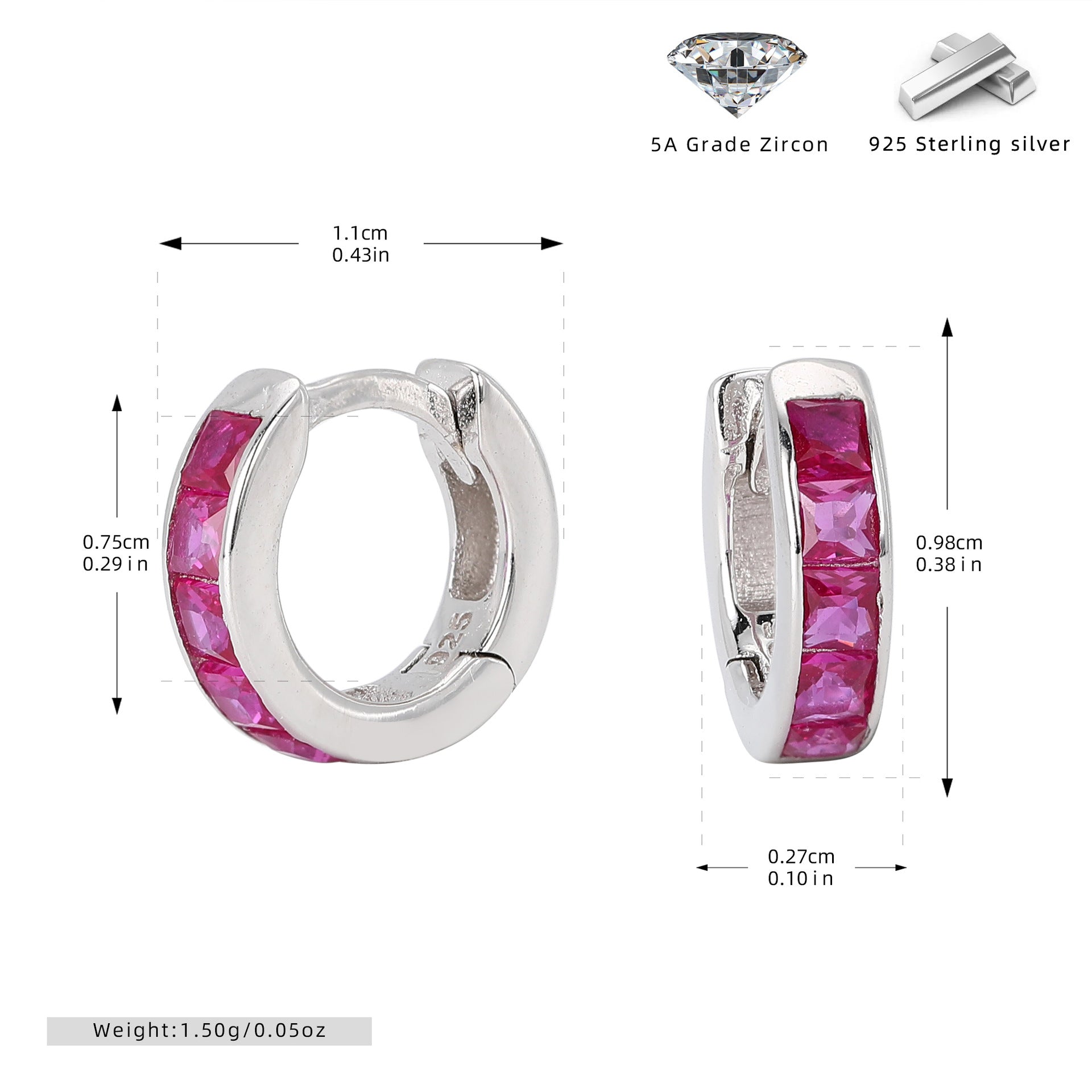 Damen Ohrcreolen mit funkelnden Zirkon-Akzenten aus hochwertigem 925 Sterling Silber Shop Nory