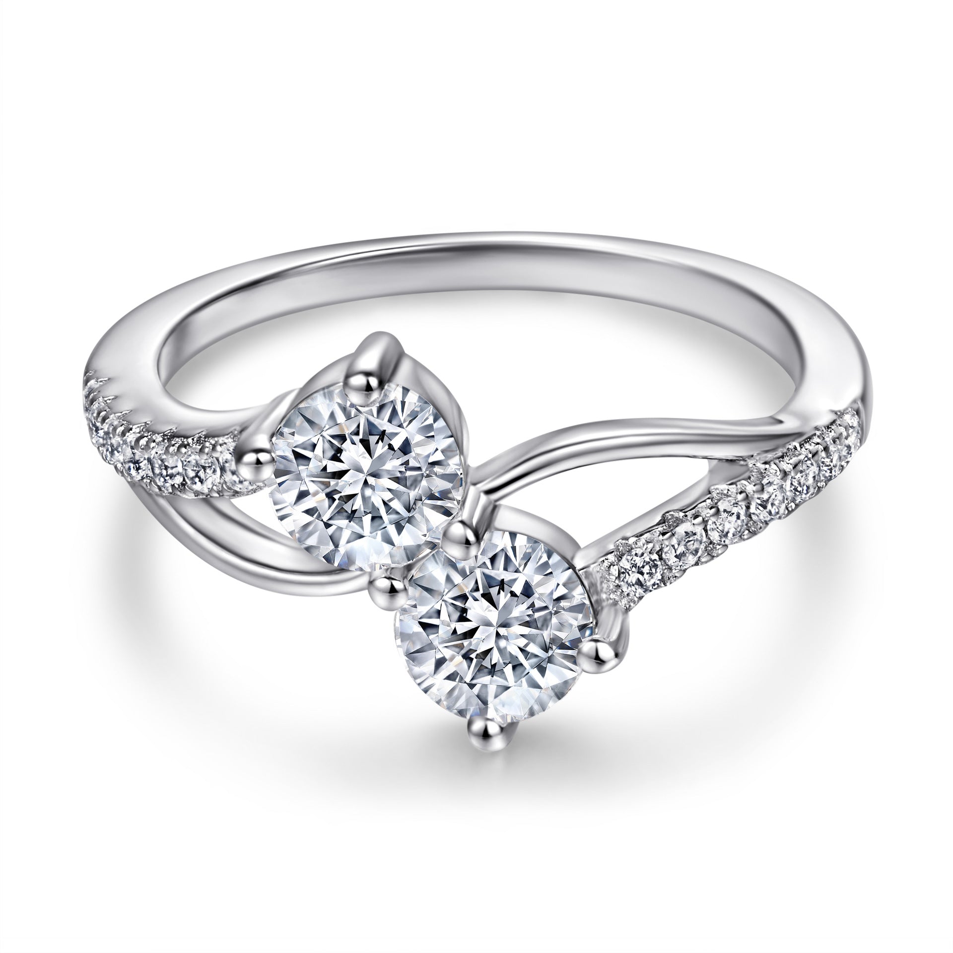 Damen Eleganter Verlobungsring mit doppeltem Diamantdesign Shop Nory