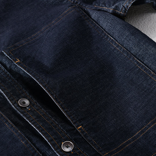Herren Strukturierte Denim-Twill-Überhemdjacke mit großen aufgesetzten Taschen Shop Nory