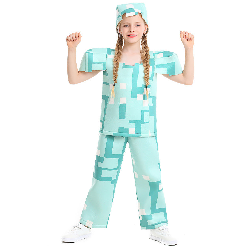 Mädchen Minecraft Kostüm mit geometrischem Muster und lässiger Passform Shop Nory