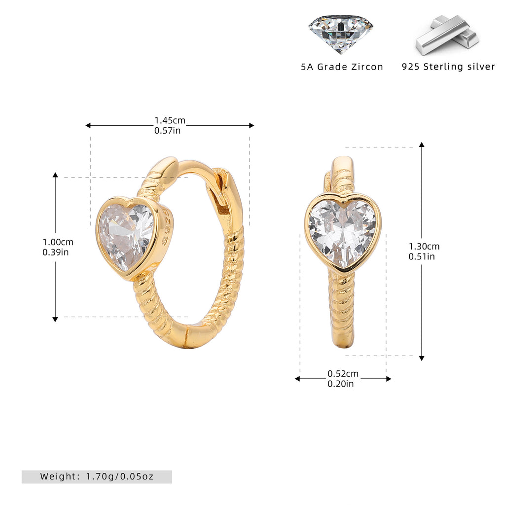 Damen Creolen mit herzförmigen Zirkon-Anhängern aus 925 Sterling Silber Shop Nory