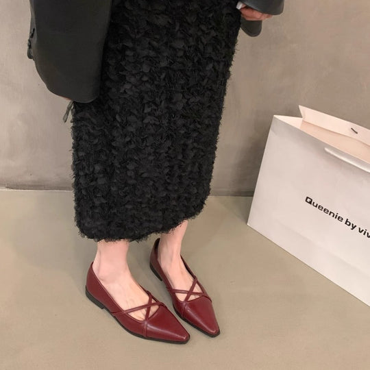 Damen elegante Ballerinas mit gekreuztem Riemchen