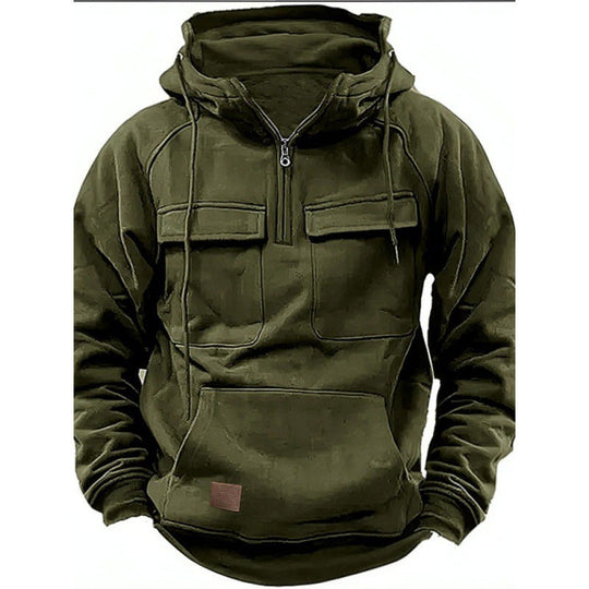 Herren Funktionale Kapuzenpullover mit Praktischen Taschen und Kurzem Reißverschluss