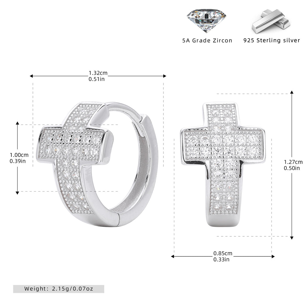 Damen Ohrhänger mit funkelndem Kreuzanhänger aus hochwertigem 925 Sterling Silber und Zirkonsteinen Shop Nory