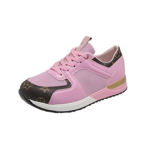 Damen Plateau-Sneakers mit atmungsaktivem Mesh, gepolsterter Innensohle und dekorativem Logomuster-Besatz Shop Nory