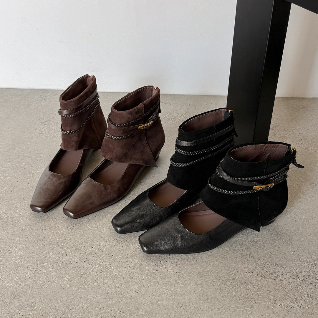 Damen Ankle‑Slipper mit umschlagbarem Velours‑Schaft und geflochtenen Zierriemen Shop Nory