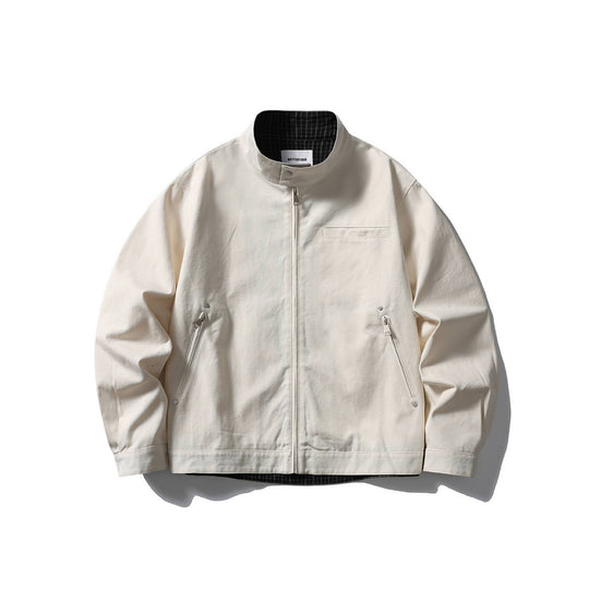 Herren Kurzjacke mit Stehkragen, verdecktem Reißverschluss und karierter Innenfütterung Shop Nory