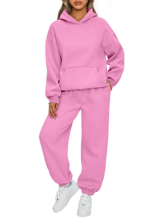 Damen nan Relaxed Loungewear-Set mit Kapuzenpullover und hochgeschnittener Jogginghose aus weichem Baumwollfleece Shop Nory