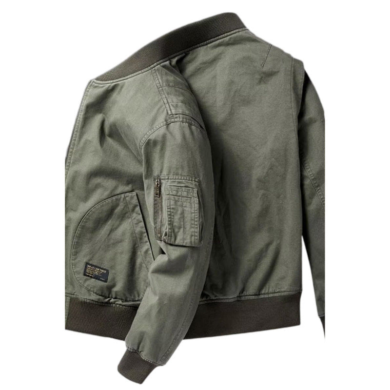 Herren Baumwoll-Canvas Bomberjacke mit Ärmeltasche und Rippbündchen Shop Nory