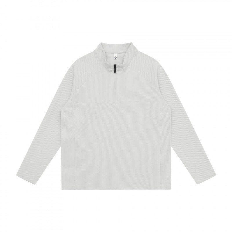 Unisex Grobstruktur-Halbzip-Pullover mit Stehkragen und Boxy-Schnitt Shop Nory