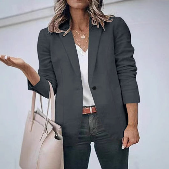 Damen Taillierter Blazer mit geschliffenem Revers, leichter Schulterpolsterung und Ein-Knopf-Verschluss Shop Nory