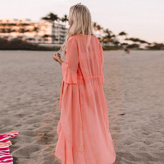 Damen Strandkimono mit luxuriösem Wellenmuster