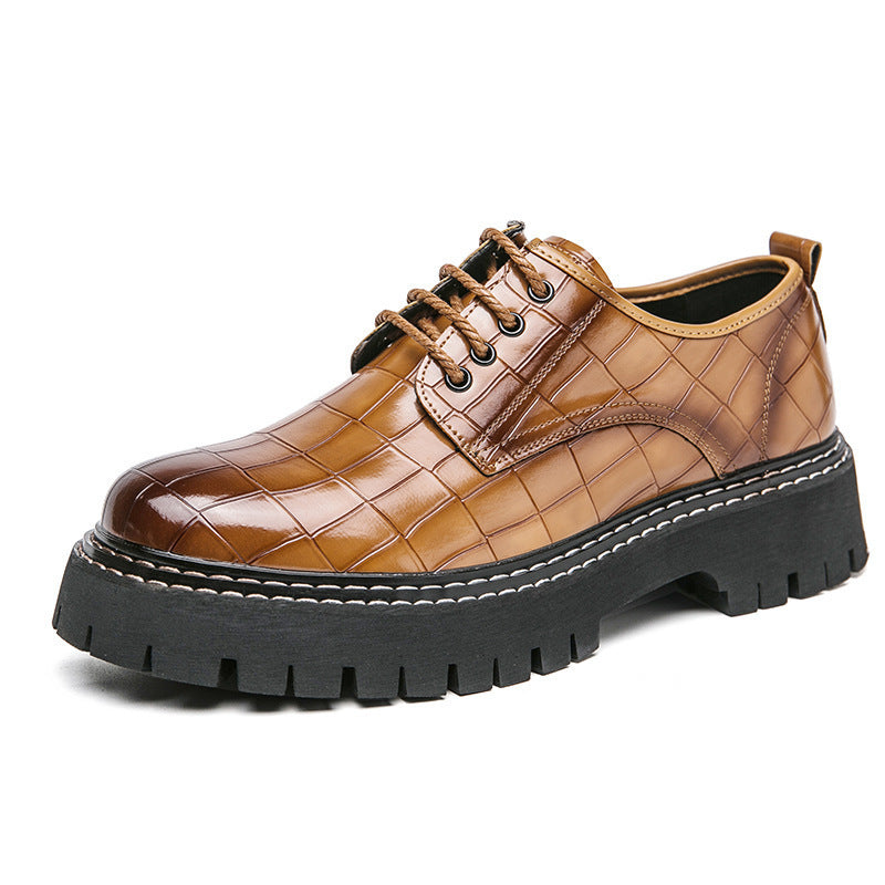 Damen Chunky Derby‑Schnürschuh mit Krokoprägung, lackiertem Kunstleder und profilierter Plateau‑Sohle Shop Nory