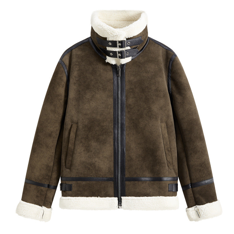 Herren Gefütterte Fliegerjacke im Aviator-Stil mit Stehkragen und Doppelgurt Shop Nory