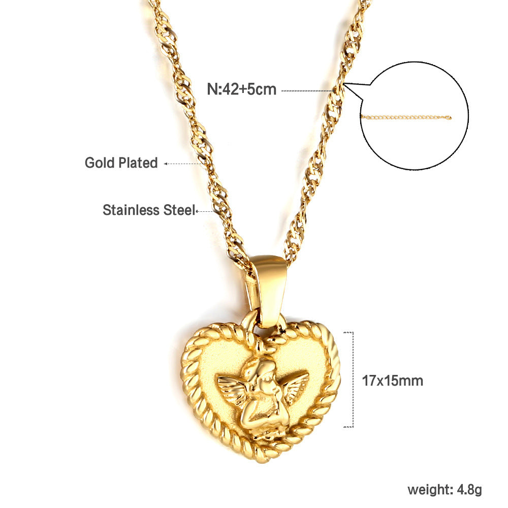 Damen elegante Halskette mit funkelndem Anhänger aus Edelstahl und goldplattierter Kette Shop Nory