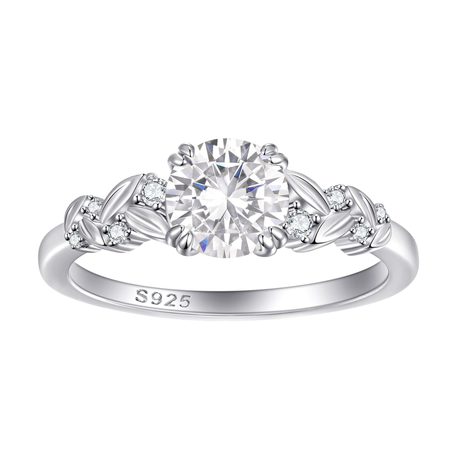 Damen Verlobungsring mit ovalem Hauptstein und filigraner Zirkonia-Verzierung Shop Nory