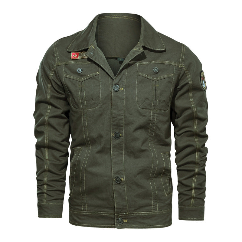 Herren Leichte Canvas-Fieldjacke im Military-Cut mit kontrastierenden Steppnähten und Brustpattentaschen Shop Nory