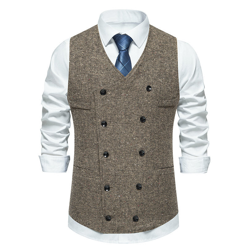 Herren elegante Anzugweste mit doppelt knöpfbarem Design und praktischen Taschen Shopnory