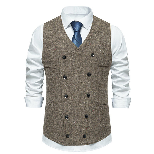 Herren elegante Anzugweste mit doppelt knöpfbarem Design und praktischen Taschen Shopnory