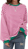 Damen Lässiger Sweatshirt mit bunten Streifen und weitem Schnitt
