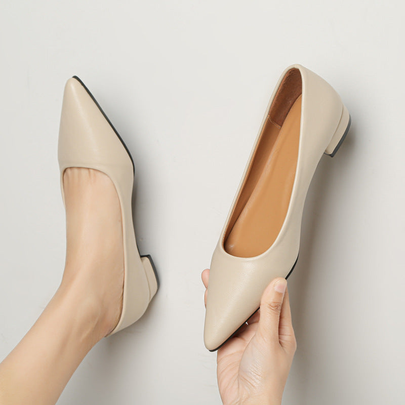 Damen klassische Ballerinas mit elegantem spitzen Design und bequemem Blockabsatz