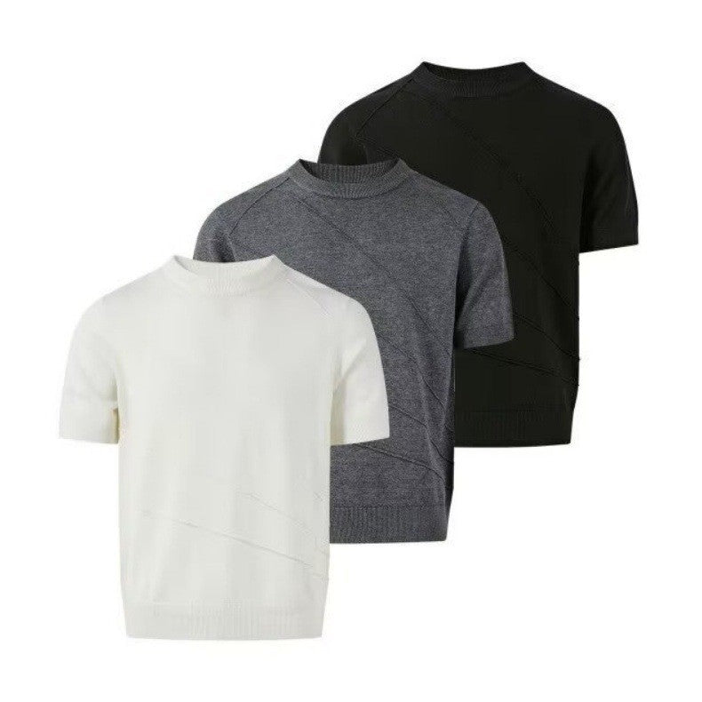 Herren Modisches Strick-T-Shirt mit Rundhalsausschnitt Shop Nory