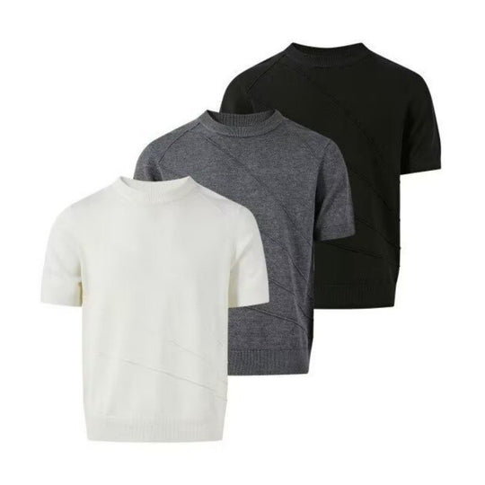 Herren Modisches Strick-T-Shirt mit Rundhalsausschnitt Shop Nory