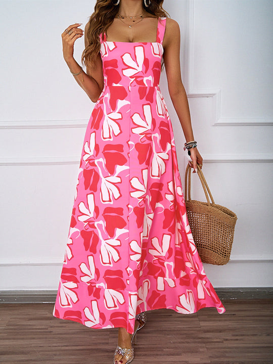Damen Maxikleid mit modernem Blumendesign und schmeichelnder Silhouette