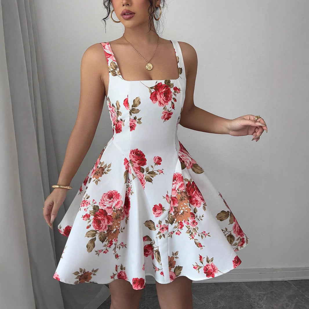 Damen Sommerliches Fit-and-Flare Kleid mit Blumenmuster Shopnory