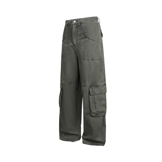 Damen High‑Waist Cargo‑Hose im Wide‑Leg‑Stil mit aufgesetzten Klappentaschen und markanten Nahtdetails Shop Nory