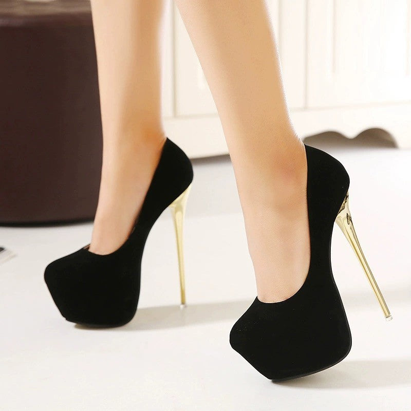 Damen High-Heel Pumps mit elegantem goldenen Absatz