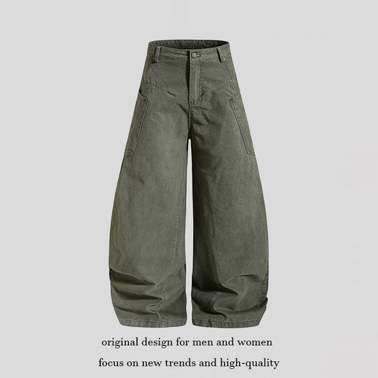 Damen weite High Waist Canvas-Culotte mit Cargo-Taschen und ballonförmiger Silhouette Shop Nory