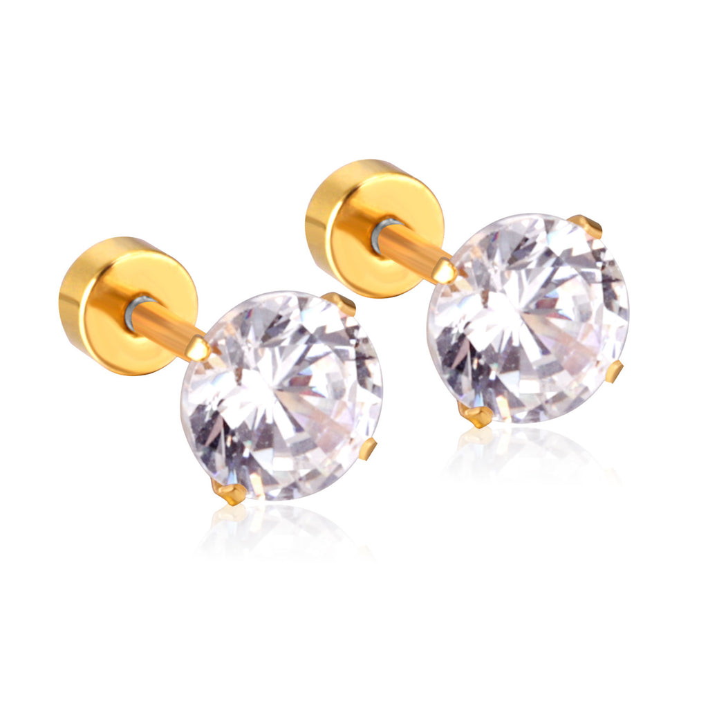 Damen Edelstahl Ohrstecker mit schwarzem Zirkonia Shop Nory